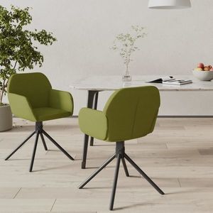 vidaXL Scaune de bucătărie pivotante, 2 buc., verde deschis, catifea imagine