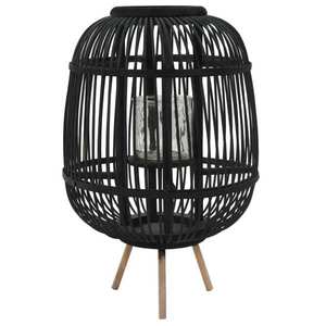 vidaXL Suport lumânări tip felinar vertical, negru, bambus imagine