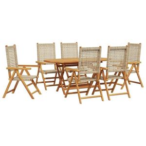 vidaXL Set de masă pentru grădină 7 pcs Bej Lemn Solid de Acacia imagine