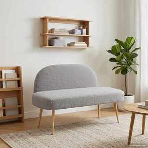 vidaXL Bancă tapițată cu spătar Gri deschis 110 x 60 x 76 cm Bouclé imagine