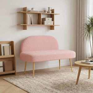 vidaXL Bancă tapițată cu spătar Roz 110 x 60 x 76 cm Bouclé imagine