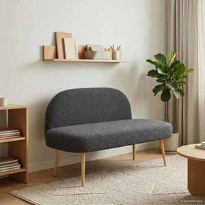 vidaXL Bancă tapițată cu spătar Gri închis 110 x 60 x 76 cm Bouclé imagine