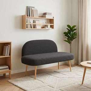 vidaXL Bancă tapițată cu spătar Negru 110 x 60 x 76 cm Bouclé imagine