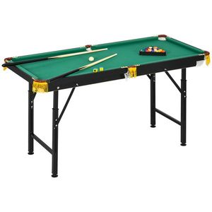 SPORTNOW Masă de Biliard Reglabilă pe Înălțime cu Accesorii, Masă din MDF și Oțel Carom, 140x60x55-75 cm, Verde | Aosom Romania imagine