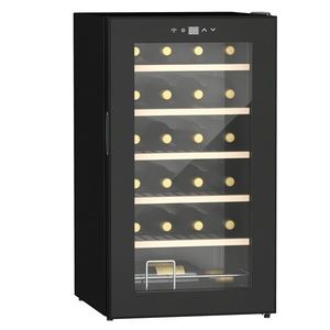HOMCOM Frigider de Vinuri pentru 24 de Sticle de Sine Statator cu Usa de Sticla Frigider de 65 de litri cu o Singura Zona de Racire a Vinurilor cu Comenzi Digitale cu Ecran Tactil si Lumina LED Negru | Aosom Romania imagine