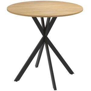 HOMCOM Masă Rotundă de Dining Industrială 80cm - Stejar Alb | Aosom Romania imagine