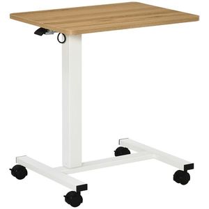 HOMCOM Birou reglabil în înălțime cu 4 roți tip C 65 cm x 48 cm x 70-110 cm, Natură + Alb | Aosom Romania imagine