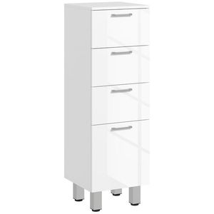 Dulap de baie kleankin, Badschrank, 4 sertare, placă de particule, lucios, alb | Aosom Romania imagine