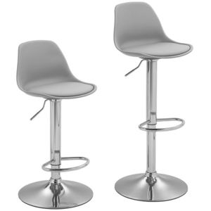 Homcom Set 2 Scaune Bar – Reglabile, Cu Spatar si Pivotante | Aosom Romania imagine
