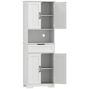 HOMCOM Mobilier de Bucătărie cu Sertar și 2 Dulapuri cu Rafturi Reglabile Alb | Aosom Romania imagine