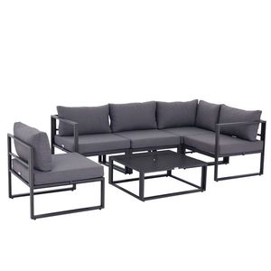 Outsunny set mobilier grădină 6 piese, canapele, colțar, masă auxiliară, aluminiu poliester, perne, pentru 4-5 Persoane | Aosom Romania imagine