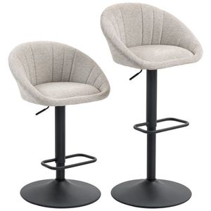 HOMCOM Set 2 Scaune de Bar Rotative din Țesătură cu Înălțime Ajustabilă Bej | Aosom Romania imagine