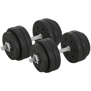 HOMCOM Set de 2 Gantere de 30kg in Total, cu 16 Discuri din Otel si Plastic pentru Antrenament acasa | Aosom Romania imagine