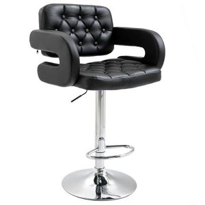 HOMCOM Taburet de bar pivotant scaun de bar reglabil pe înălțime cu spătar suport pentru picioare și cotiere 61x50x94-114cm negru | Aosom Romania imagine
