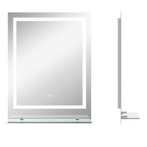 kleankin Oglindă LED dreptunghiulară pentru perete, baie 70 x 50 cm | Aosom Romania imagine