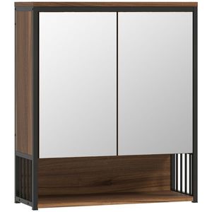 HOMCOM Dulap cu oglindă suspendat pentru baie, dulap de baie din MDF, pal, Maro | Aosom Romania imagine