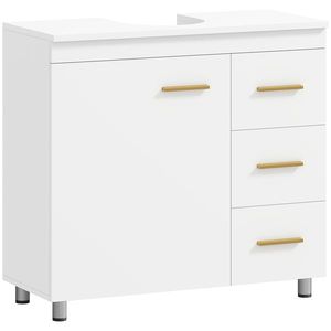 HOMCOM Dulap sub chiuvetă pentru baie, design în 3 niveluri, MDF, PAL, Alb | Aosom Romania imagine