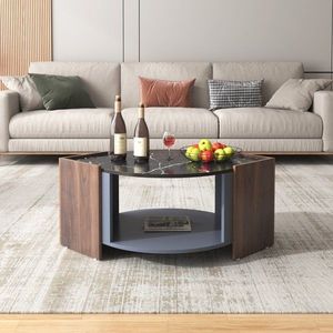 Măsuță de cafea cu design elegant, Negru | Aosom Romania imagine