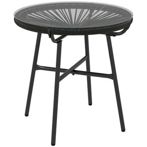 Outsunny Masă de grădină stil Boho - Masă laterală outdoor, PE-Rattan, sticlă securizată, rezistentă la intemperii, 50 cm x 50 cm x 50 cm, Schwarz | Aosom Romania imagine