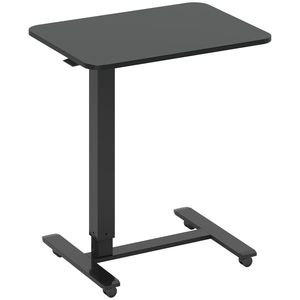 HOMCOM Birou reglabil pe înălțime incl. 4 roți C-Formă 65 cm x 48 cm x 70-110 cm Negru | Aosom Romania imagine