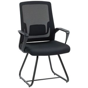 HOMCOM Scaun de Birou Fără Roți Ergonomic cu Brațe pentru Sala de Așteptare, Negru | Aosom Romania imagine
