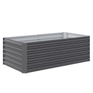 Outsunny Pat de Grădină Ridicat pentru Exterior cu Fund Deschis și Bare de Susținere, Jardinieră din Oțel Galvanizat, pentru Flori, Legume, Balcon sau Grădină, 180x90x57, 5 cm, Gri Închis | Aosom Romania imagine