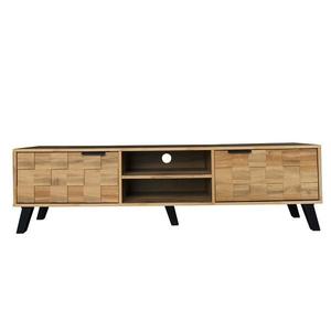 Comodă TV modernă cu 2 uși și 2 rafturi deschise, spațiu de depozitare generos, 160, 5x35, 5x45 cm, Culoare naturală imagine