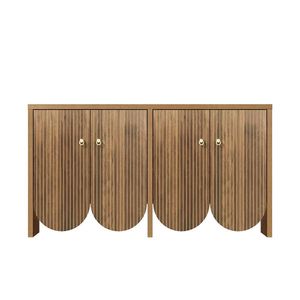 Bufet cu 4 uși, dulap de depozitare versatil pentru living, sufragerie, 147×40×80 cm, Culoare naturală imagine