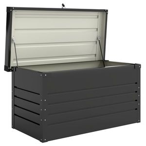 Outsunny Cutie de grădină metal 450L cutie pentru perne cu capac dublu perete 120 x 61 x 62 cm impermeabilă cu închidere Gri | Aosom Romania imagine