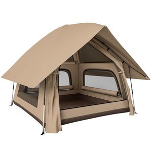 Outsunny Cort pop-up pentru 2-3 persoane pliabil impermeabil 3000 mm cu geantă de transport 235x235x184 cm Kaki | Aosom Romania imagine