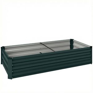 Outsunny Ghiveci dreptunghiular pentru grădină din oțel galvanizat margine de siguranță și fund deschis 150x70x30cm verde | Aosom Romania imagine