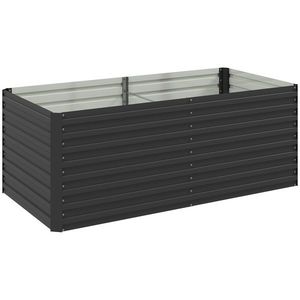 Outsunny Jardinieră ridicată galvanizată dreptunghiulară pentru exterior - fund deschis - 160 x 80 x 60 cm, gri | Aosom Romania imagine