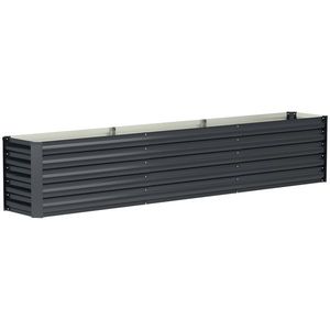 Outsunny Pătrat de grădină pat înălțat din oțel galvanizat bare de susținere și plăci de colț fund deschis 240 x 40 x 45 cm gri închis | Aosom Romania imagine