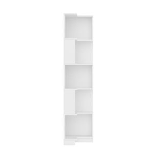 Raft de colț pentru cărți cu bandă de lumină LED cu schimbare de culoare, design în formă de L, spațiu de depozitare în cinci straturi, 63, 5x45x175 cm, Alb imagine