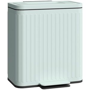 HOMCOM Coș de gunoi pentru bucătărie, 2 x 20 L compartimente, separare eficientă a deșeurilor, pedală, Plastic, Metal, Verde | Aosom Romania imagine