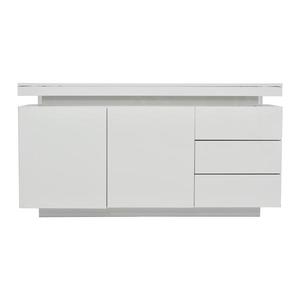Comodă modernă cu finisaj lucios, fronturi fără mânere, 2 uși și 3 sertare, 140x35x72, 5 cm, Alb imagine