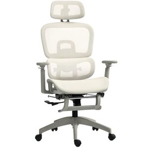 HOMCOM Scaun de birou, scaun ergonomic pentru birou cu acoperire din plasă, reglabil, pe roți, cu cotiere, tetieră, Bej | Aosom Romania imagine