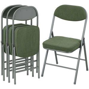 HOMCOM Lot de 4 scaune pliante scaune de sufragerie portabile cu șezuturi și spătare căptușite din catifea cotelată verde | Aosom Romania imagine