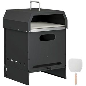 Outsunny Cuptor pizza 3-în-1 pentru exterior pe lemne, cuptor pizza cu 2 nivele, piatră pentru pizza, mânere, lopată pentru pizza | Aosom Romania imagine