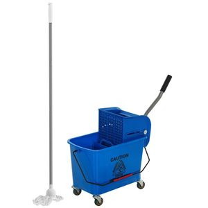 HOMCOM Găleată pentru mop cu stoarcere, panou separator și roți, capacitate 20 L pentru curățenie casnică 45x26, 5x70 cm albastru | Aosom Romania imagine