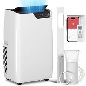 HOMCOM Aparat de aer condiționat portabil 12000 BTU, aparat cu funcții de răcire, dezumidificare, ventilator, mod somn, control vocal WiFi | Aosom Romania imagine