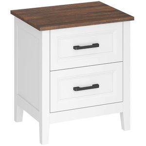 HOMCOM Noptieră cu 2 Sertare Stil Rustic Noptieră pentru Salón Dormitor 45x30x50 cm Alb | Aosom Romania imagine