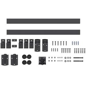 HOMCOM Set feronerie uși glisante pentru sarcină mare 244 cm Negru pentru uși simple | Aosom Romania imagine