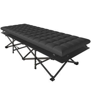 Outsunny Pat de camp pliant cu husă de transport, pat de camping până la 200 kg, interior, exterior, 200 x 80 x 40 cm, Negru | Aosom Romania imagine