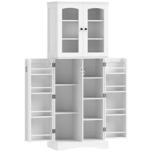 HOMCOM Dulap Bucătărie 162 cm, Credenza, Uși Acrilice Soft-Close, Rafturi, Alb. | Aosom Romania imagine