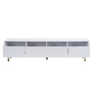 Comodă TV cu 4 sertare, din MDF și acril, 178x35x45 cm, Alb imagine