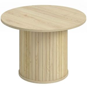 HOMCOM Masă de centru rotundă cu bază pe coloană cu șipci pentru living dormitor Ø60x40 cm natural | Aosom Romania imagine