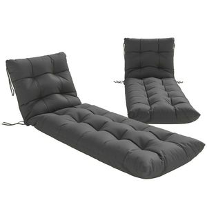 Outsunny Set de 2 perne pentru șezlonguri 180x55 cm Perne groase pentru scaune de grădină UPF30+ cu 4 curele Gri închis | Aosom Romania imagine