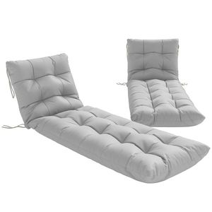 Outsunny Set de 2 perne pentru șezlong 180x55 cm Perne pentru scaune de grădină groase UPF30+ cu 4 benzi Gri Deschis | Aosom Romania imagine