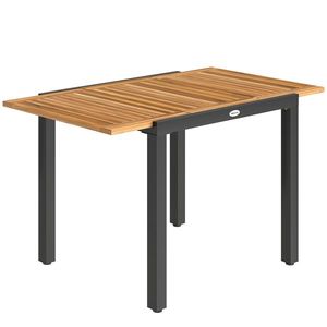 Outsunny Masă de Grădină Extensibilă 120/80x70 cm Cadru din Oțel și Blat din Lemn de Acacia pentru 4-6 Persoane Natural | Aosom Romania imagine